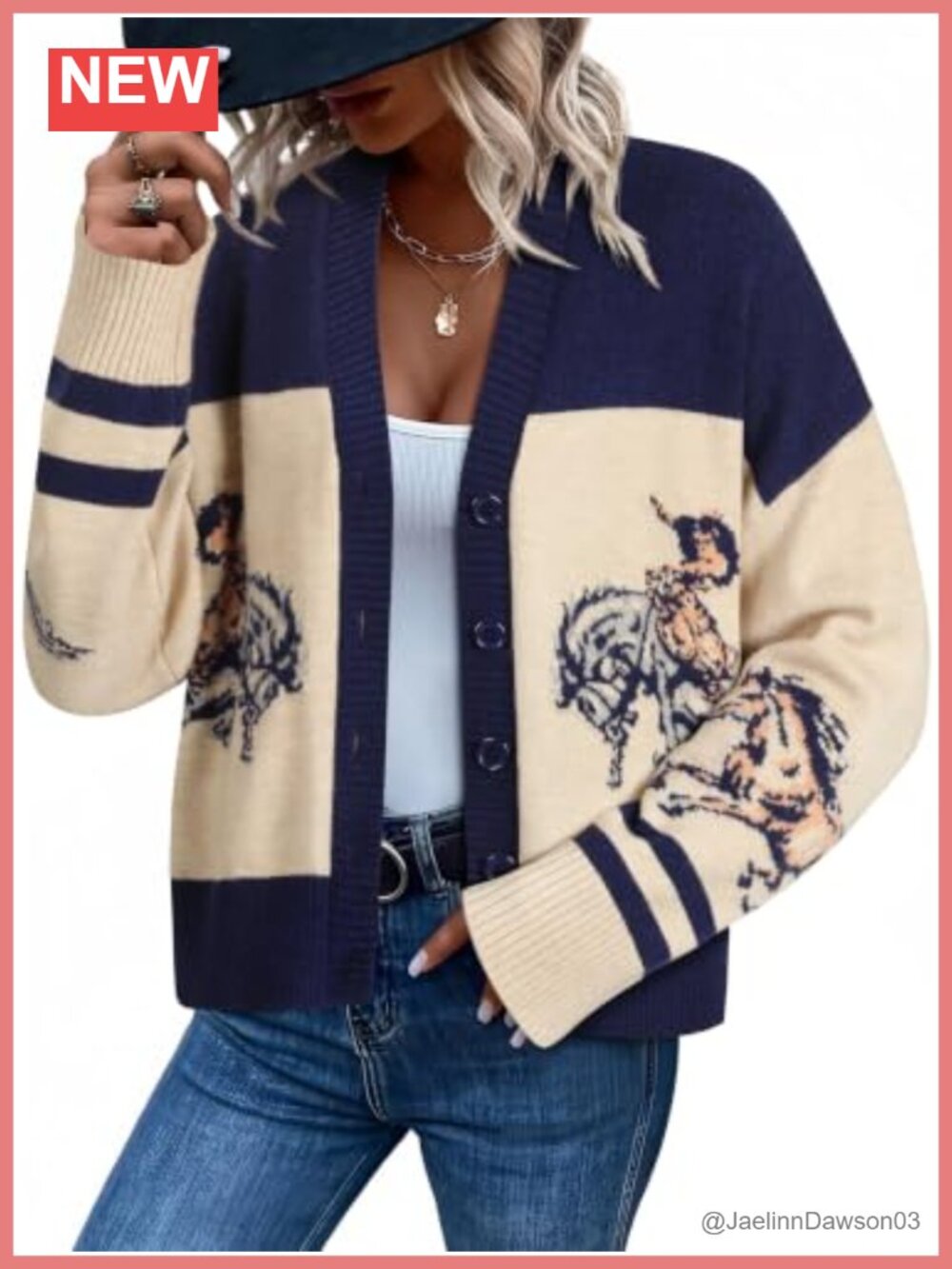 Western Cowgirl Graphic Horse Cardigan Vintage Print Sweater